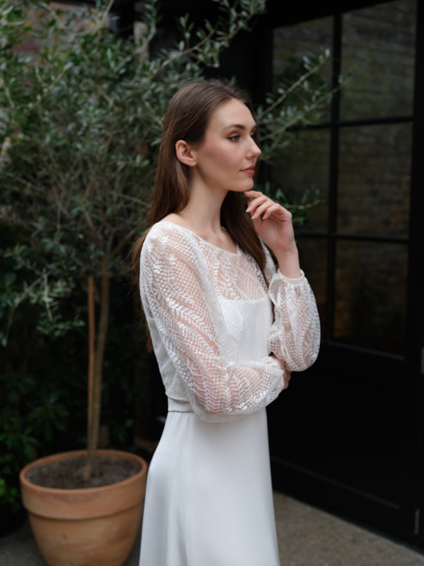 Wisley French Lace Long Sleeve Bridal Top