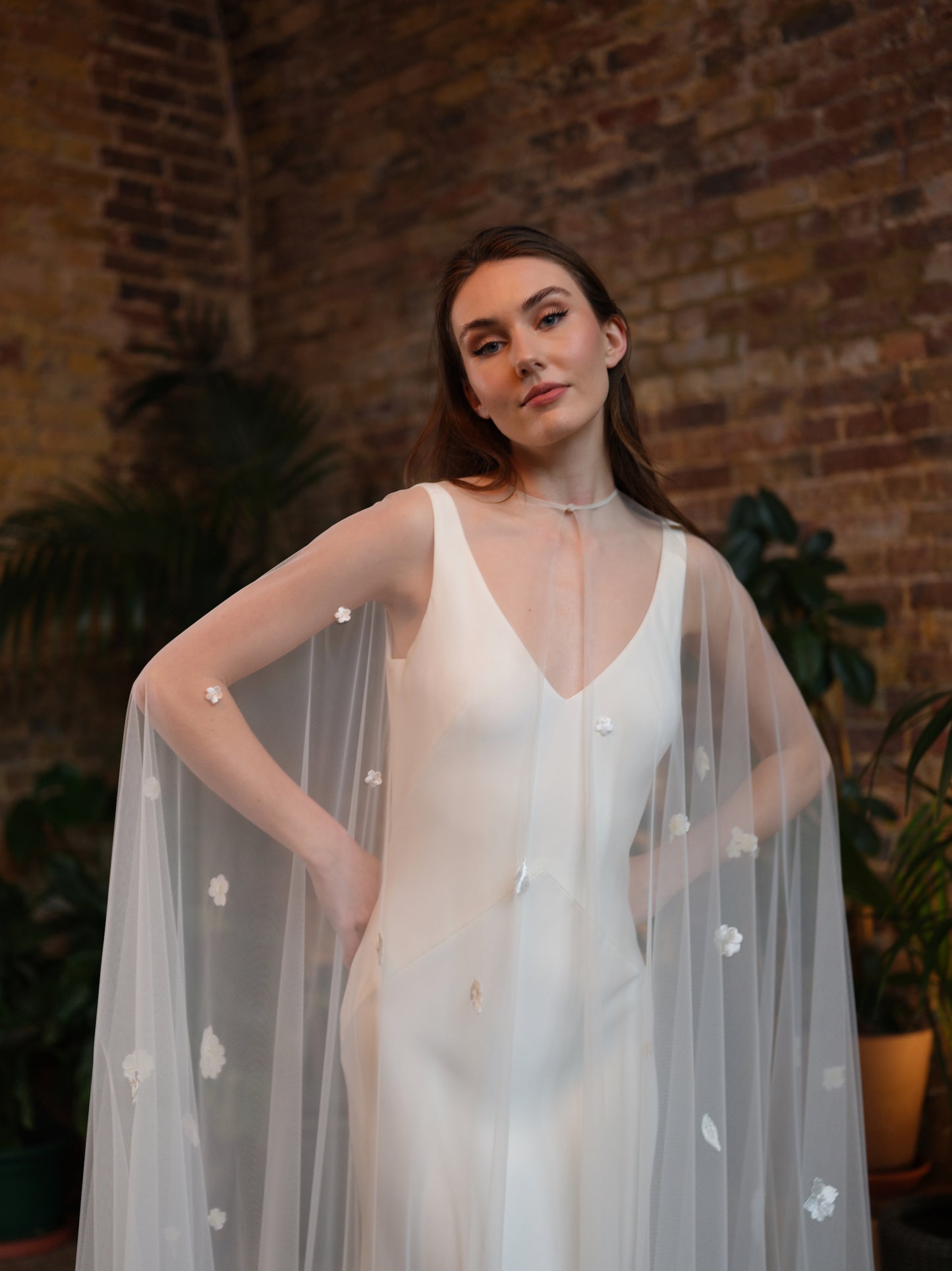 Blossom Long, Floral Wedding Cape