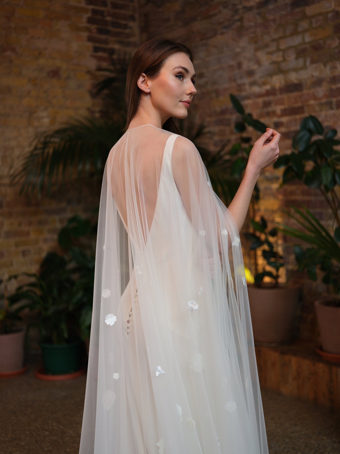 Blossom Long, Floral Wedding Cape
