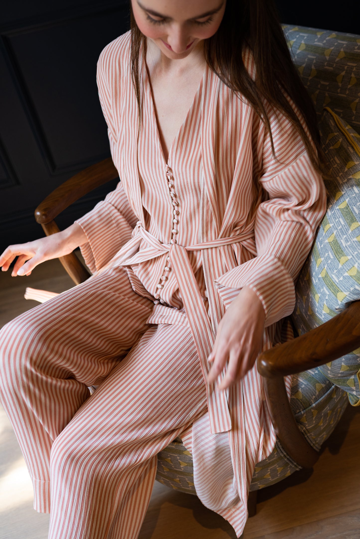 TENCEL Robe - Pink Stripe