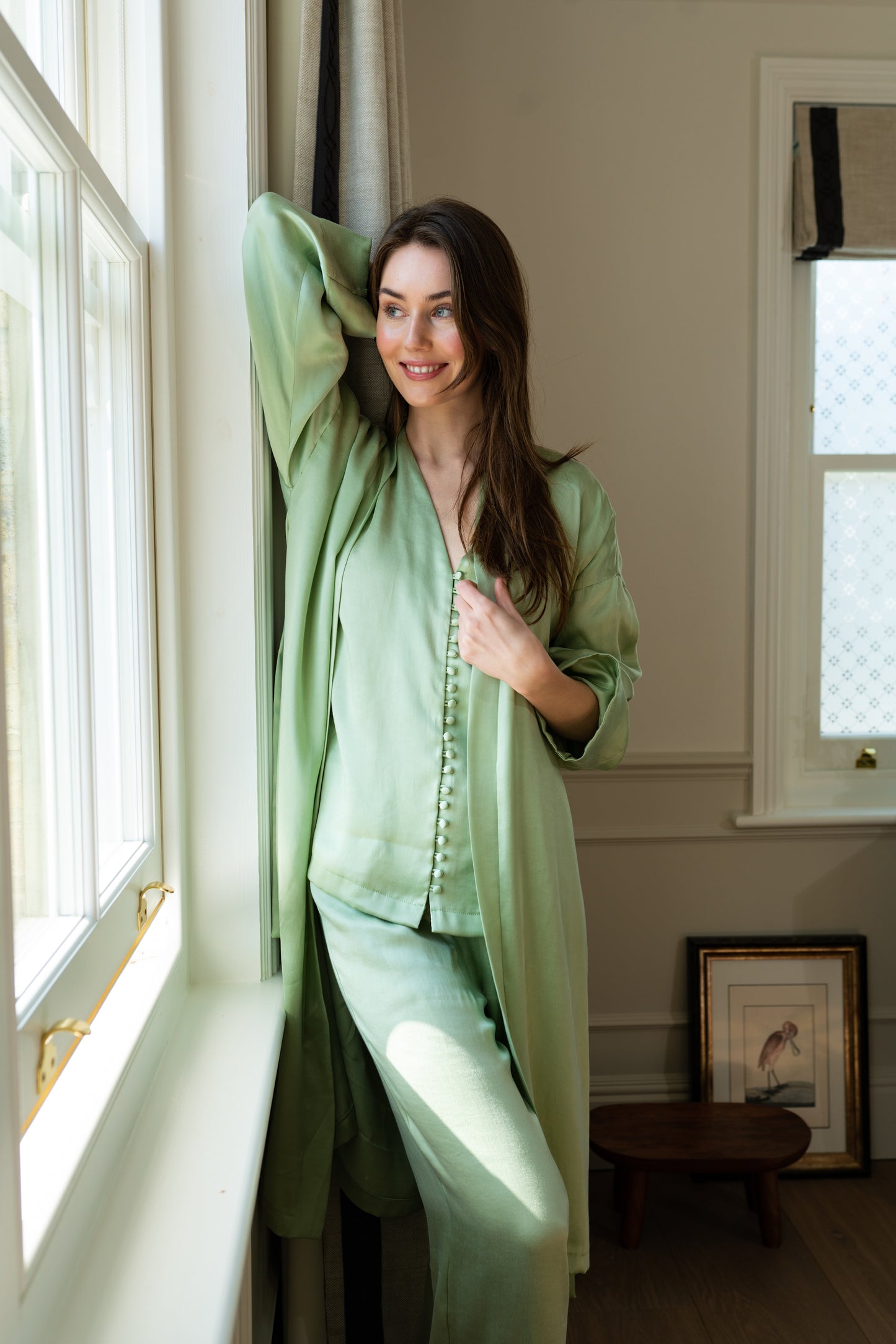 Winter Bridal Pyjama Set with Robe - Green TENCEL